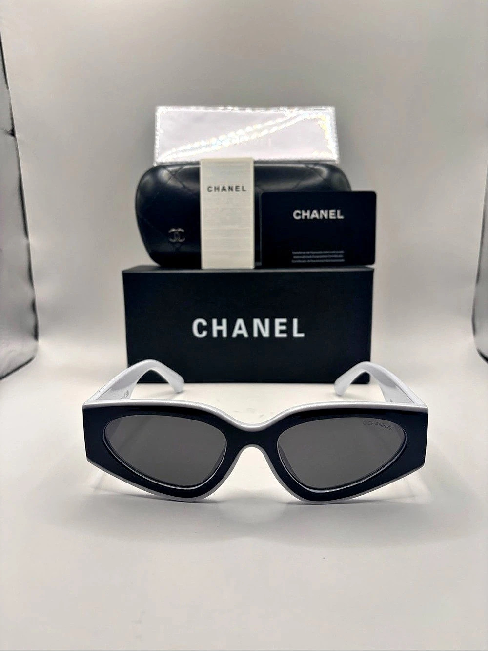 Chanel Cat-Eye Sunglasses 6056 1656/53 White & Black